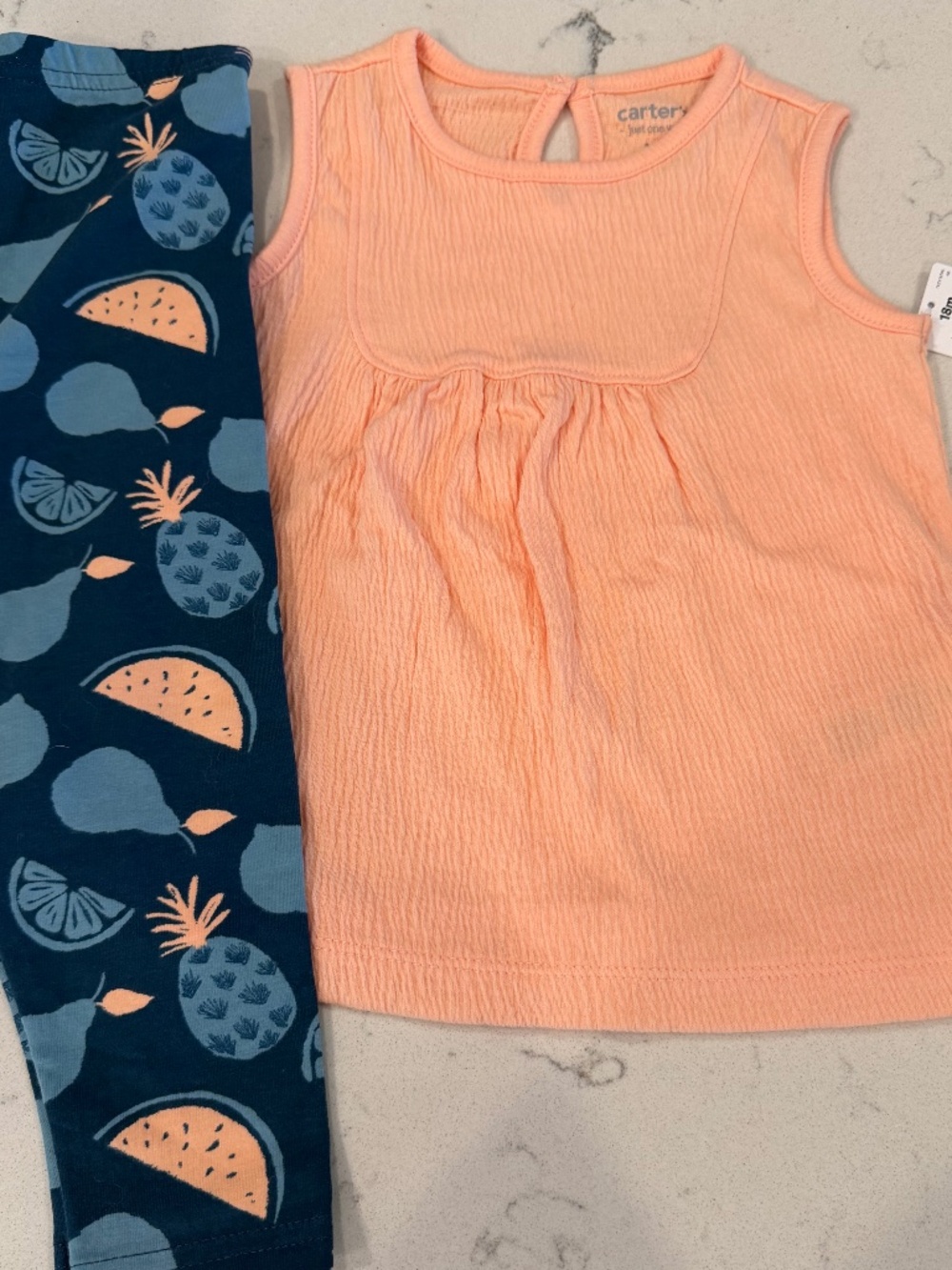Carter’s Baby Girl Peach Textured Tunic & Tropical Fruit Leggings 18M